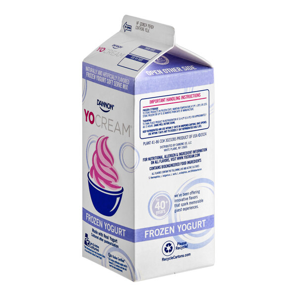 Dannon YoCream Non-Fat Georgia Peach Frozen Yogurt Mix 0.5 Gallon - 6/Case