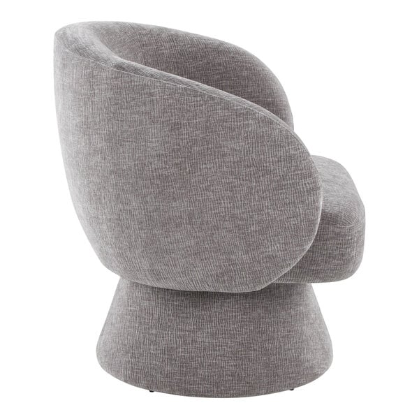 LumiSource Fran Gray Fabric Swivel Accent Arm Chair with Pedestal Base