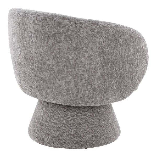 LumiSource Fran Gray Fabric Swivel Accent Arm Chair with Pedestal Base
