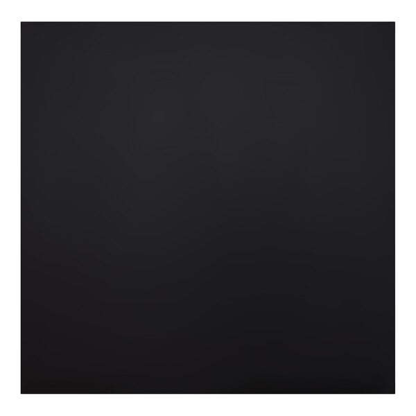 A black square melamine table top with matching edge, measuring 36 inches by 36 inches and 1 inch thick.