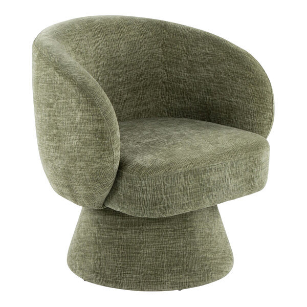 LumiSource Fran Green Fabric Swivel Accent Arm Chair with Pedestal Base
