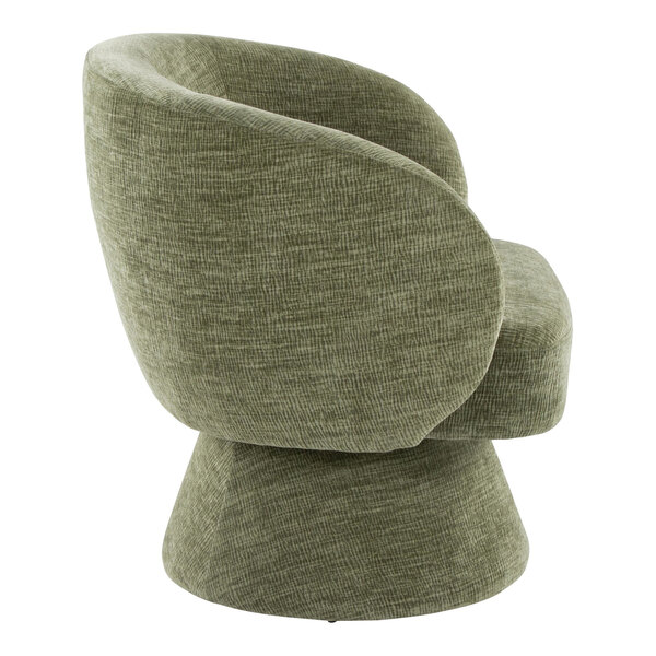 LumiSource Fran Green Fabric Swivel Accent Arm Chair with Pedestal Base