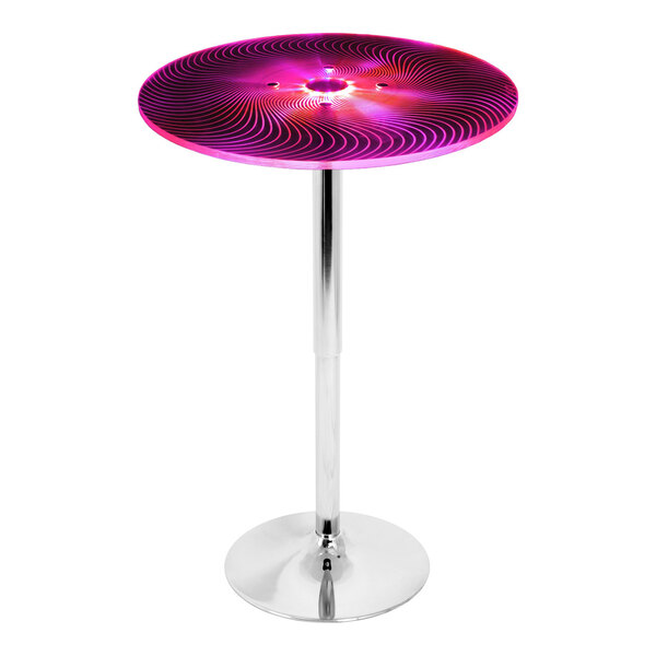 LumiSource Spyra 23" Round Multicolor LED Acrylic Adjustable Height Bar Table with Chrome Base