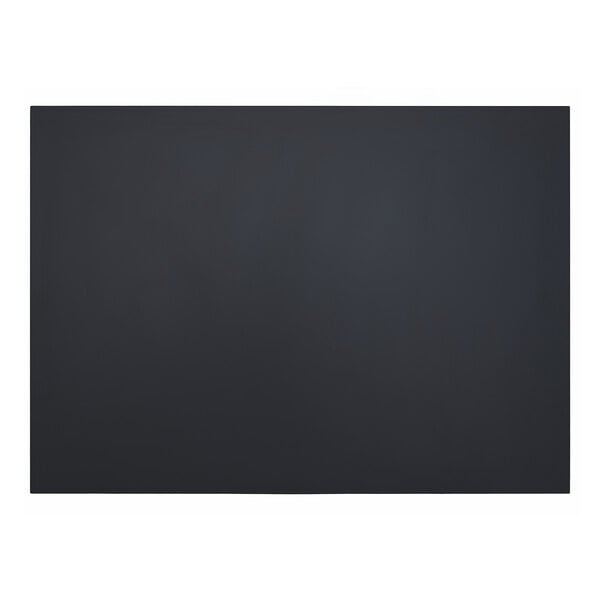 A rectangular black melamine table top with matching edge, measuring 30 by 60 inches and 1 inch thick.