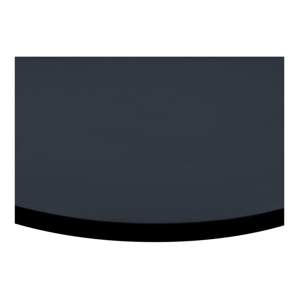 A round, black 48-inch melamine table top with a matching edge.