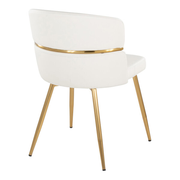 LumiSource Cinch White Faux Leather High-Back Side Chair with Gold Metal Frame - 2/Case