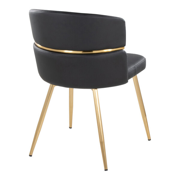 LumiSource Cinch Black Faux Leather High-Back Side Chair with Gold Metal Frame - 2/Case