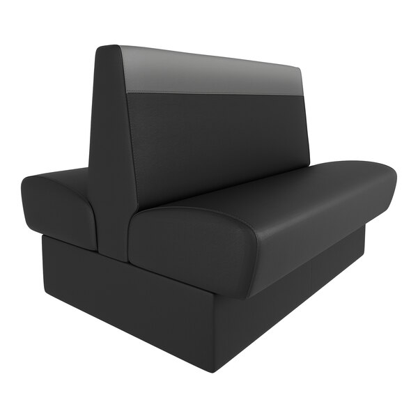 A black double back booth with a graphite head roll and a 36-inch high backrest.