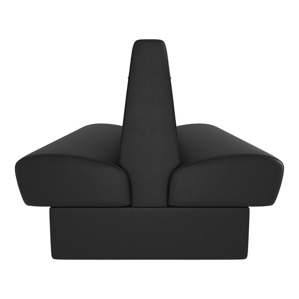 A black double-sided booth seat with a high backrest, designed for cafe or restaurant use.