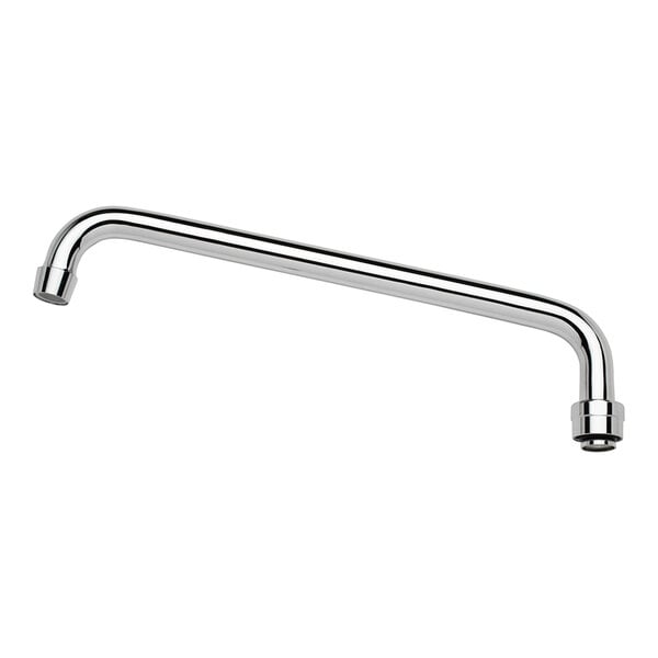 A chrome replacement 12-inch swing spout for a faucet.
