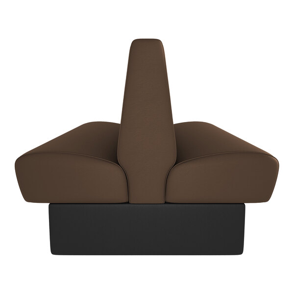 A brown double back booth with a black base, designed for cafe or restaurant seating.