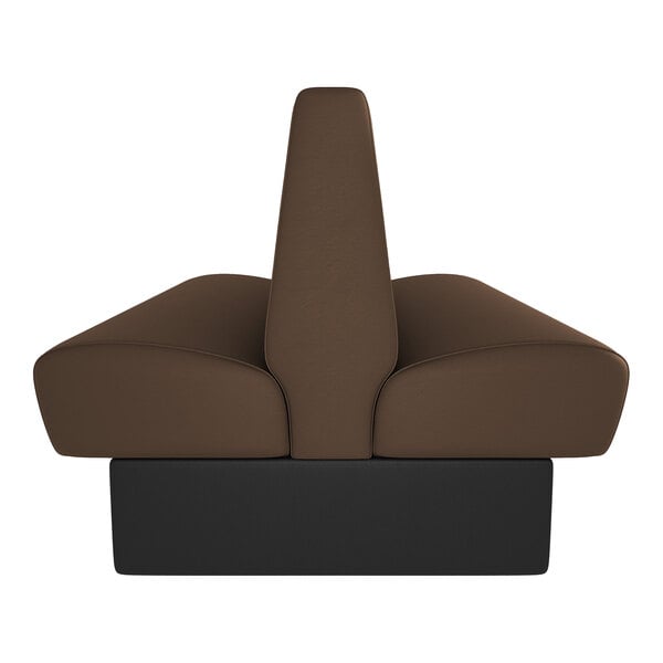 A brown and black double back booth seat with a high backrest, designed for cafe or restaurant seating.