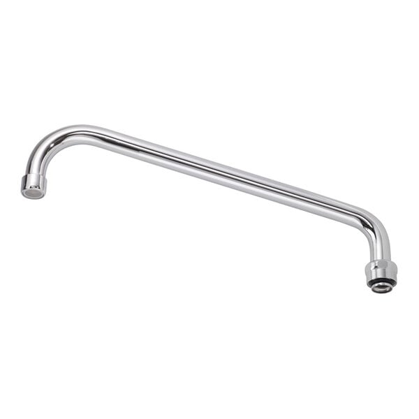 A chrome replacement 12-inch swing spout for a faucet.