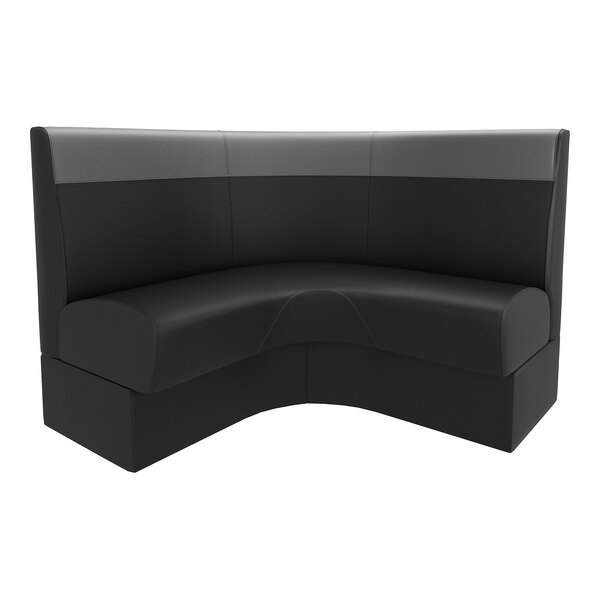 A black, semi-circular booth seat with a high backrest and graphite head roll, designed for commercial or dining spaces.
