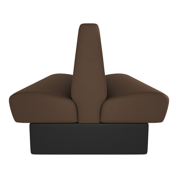 A brown and black double back booth with diamond tufting, designed for cafe or restaurant seating.
