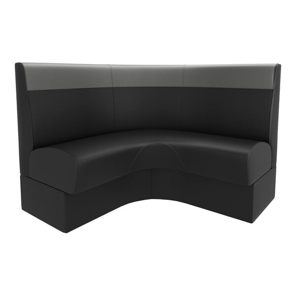 A large, curved black booth seat with a high backrest and a graphite head roll, designed for corner seating.