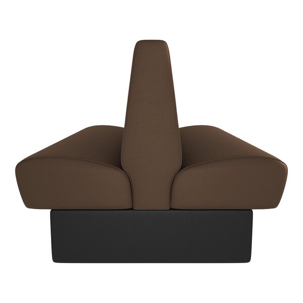 A brown and black double back booth seat with a high backrest, designed for cafe or restaurant use.