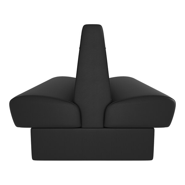 A black double back booth seat with a high center backrest and cushioned seating, designed for commercial or restaurant use.