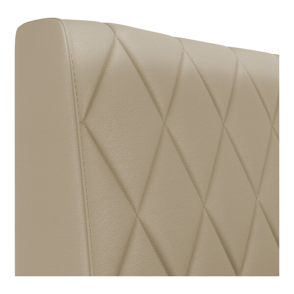 A beige diamond-tufted upholstered booth backrest with a smooth, padded surface.