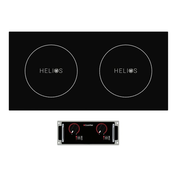 A double hob drop-in countertop induction range with a standard display and side-by-side burners.