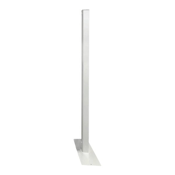 A white metal fence post designed for use with Mod-Fence Mod-Privacy panels.