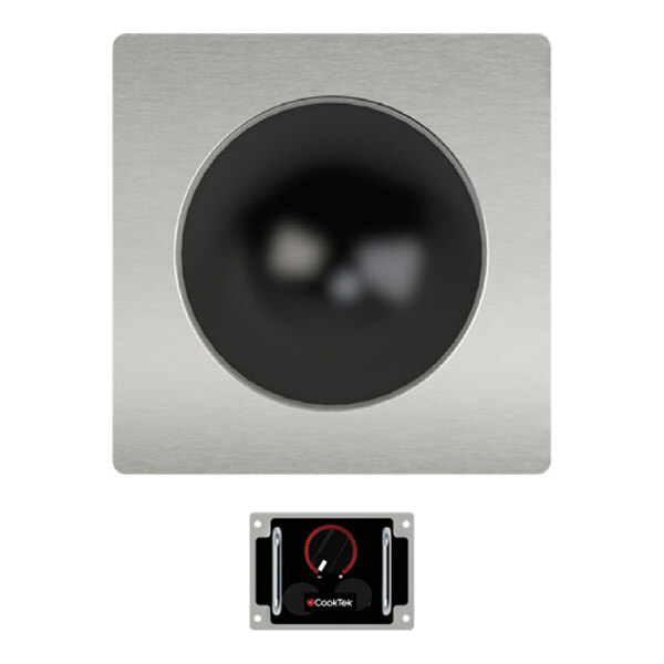 A stainless steel drop-in countertop induction wok range with a black circular cooking surface and a separate standard display control panel.