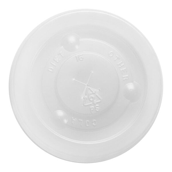 A translucent plastic lid with a straw slot designed to fit a 16 oz. cup.