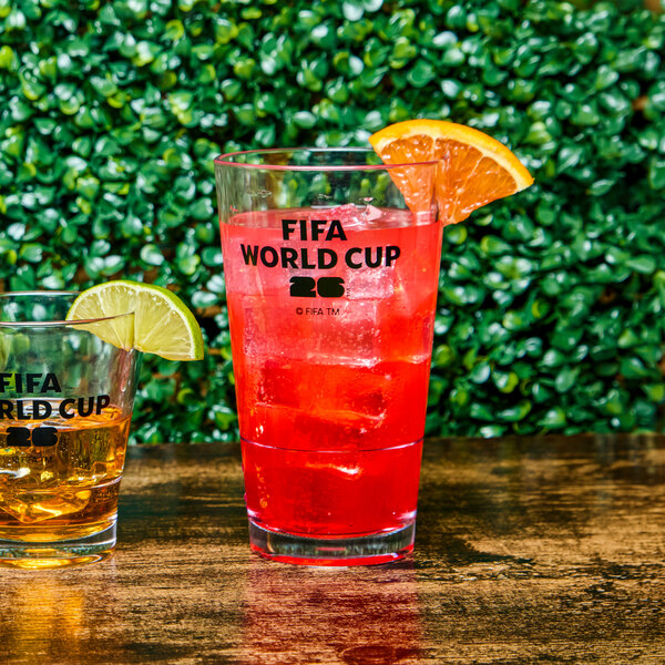 GET FIFA World Cup 2026™ 20 oz. SAN Plastic Stackable Mixing Glass with Color Logo - 24/Case