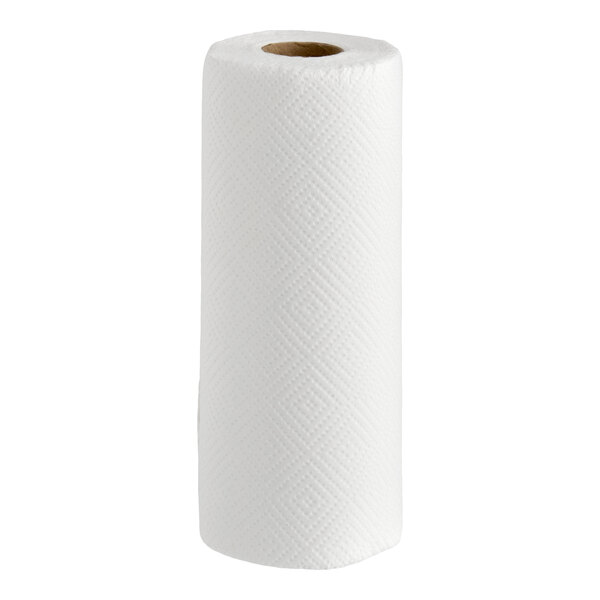 A roll of white 2-ply paper towels.