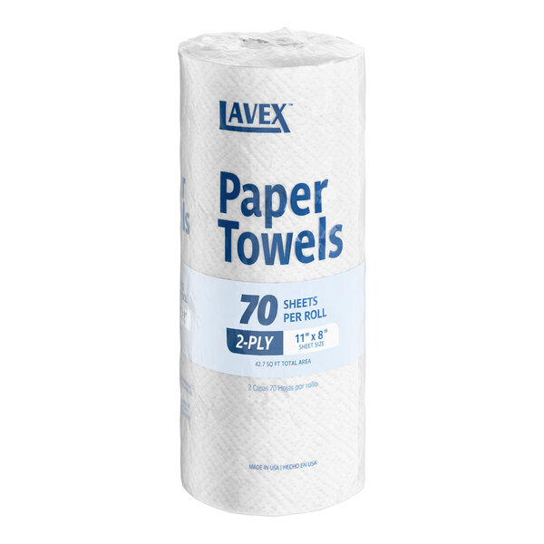 Lavex 2-Ply Paper Towel Roll, 70 Sheets / Roll - 12/Pack