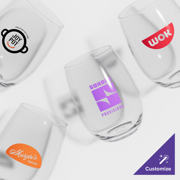 Acopa 9 oz. Customizable Stemless Wine Glass - 12/Case