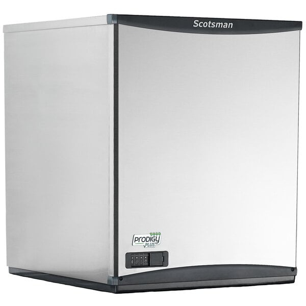 A stainless steel Scotsman Prodigy Plus Series 22-inch water-cooled nugget ice machine.