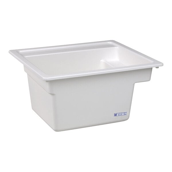 A white fiberglass drop-in sink measuring 25 by 22 inches.