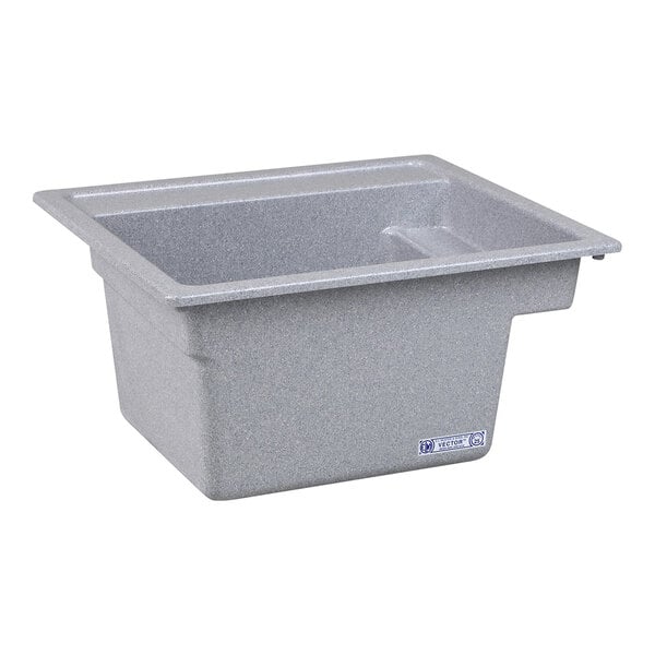 A gray fiberglass drop-in sink with a rectangular shape and a slightly textured finish.