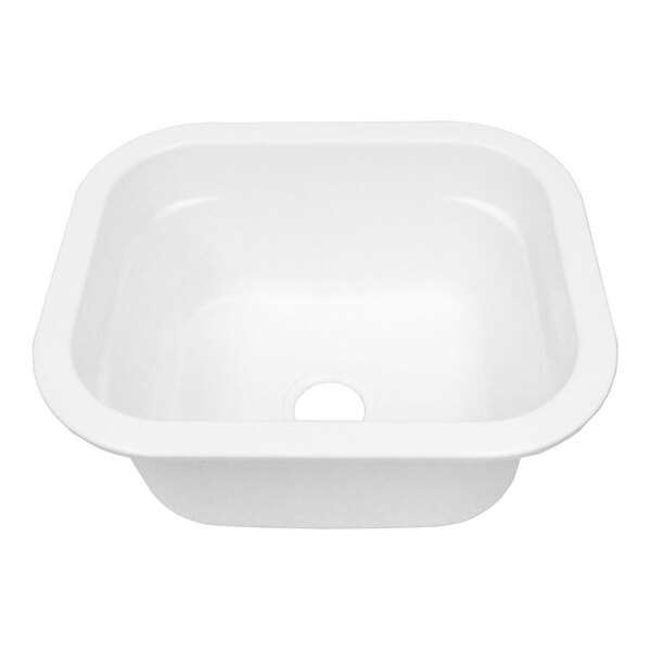 A white fiberglass utility sink with an undermount or drop-in design.