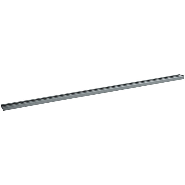 A gray 31-inch label holder designed for wire shelving.