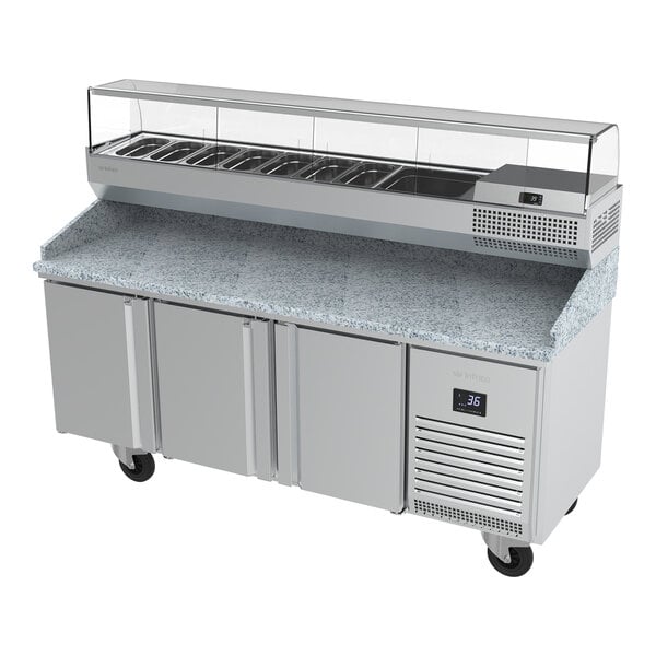 Infrico IRT-MPG1980 COMBO 77 3/4" Refrigerated Pizza Prep Table with Three Doors