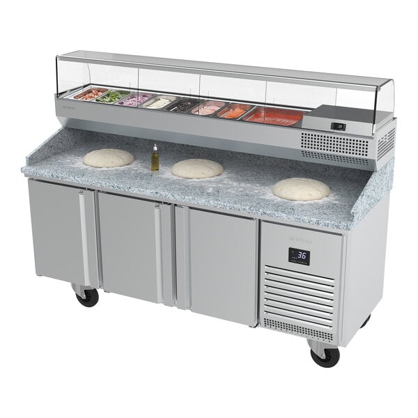 Infrico IRT-MPG1980 COMBO 77 3/4" Refrigerated Pizza Prep Table with Three Doors