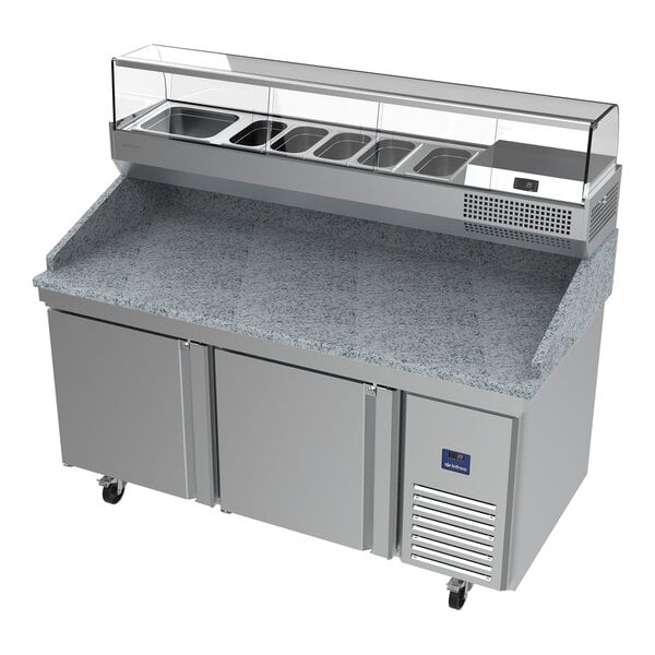 Infrico IRT-MR67-GTCOMBO 68 7/8" Refrigerated Pizza Prep Table with Two Doors