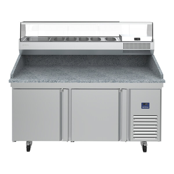 Infrico IRT-MR67-GTCOMBO 68 7/8" Refrigerated Pizza Prep Table with Two Doors