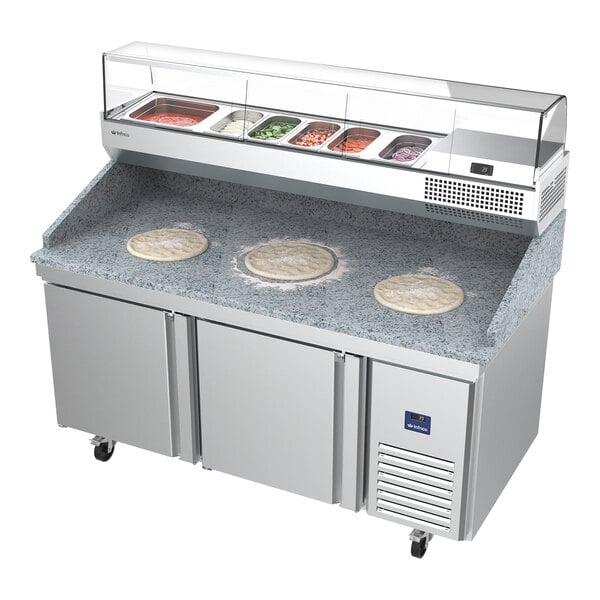 Infrico IRT-MR67-GTCOMBO 68 7/8" Refrigerated Pizza Prep Table with Two Doors