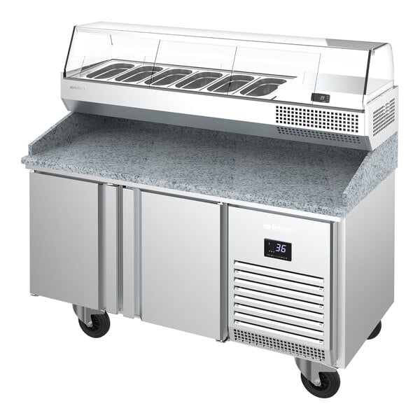 Infrico IRT-MPG1490 COMBO 58 3/4" Refrigerated Pizza Prep Table with Two Doors