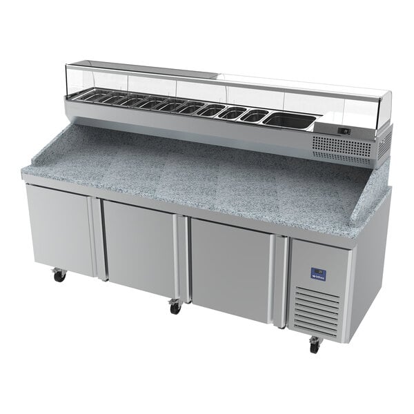 Infrico IRT-MR93-GTCOMBO 93 1/4" Refrigerated Pizza Prep Table with Three Doors