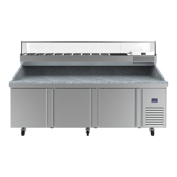 Infrico IRT-MR93-GTCOMBO 93 1/4" Refrigerated Pizza Prep Table with Three Doors