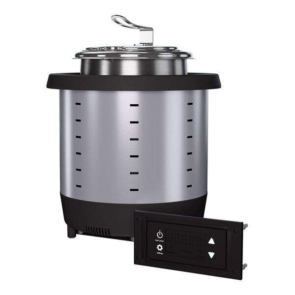 A stainless steel 4-quart drop-in induction rethermalizer with a digital control panel.