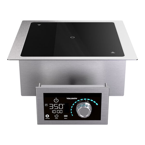 A single hob drop-in induction range with a digital control panel and temperature control probe.