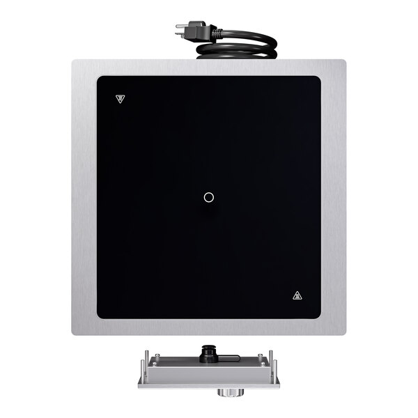 A single hob drop-in induction range with a temperature control probe and a stainless steel frame.