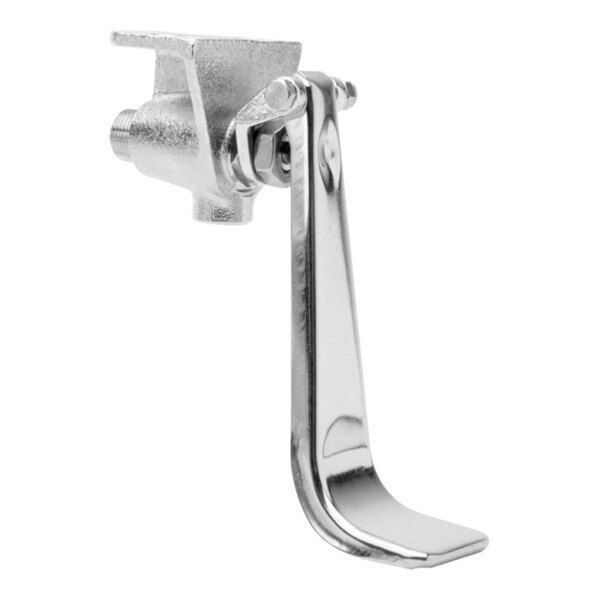 A long single foot pedal valve with stainless steel components.