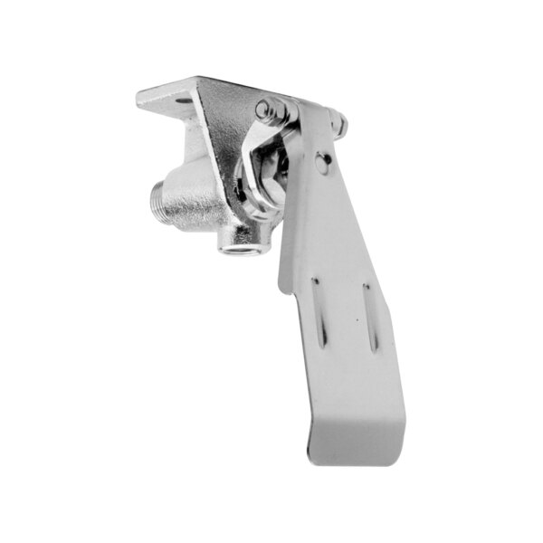 A short single knee pedal valve with brass components, typically used for hands-free water control in sanitary environments.