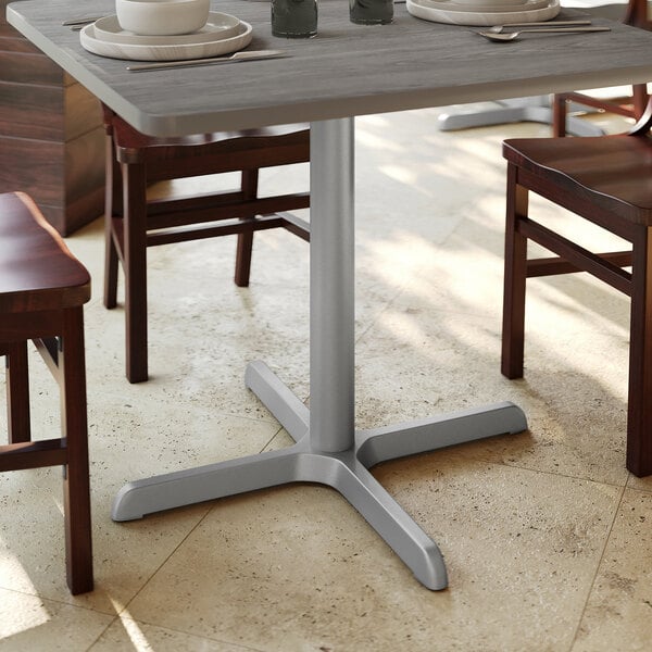 Flash Furniture Beverly 30" x 30" Silver Standard Height Table Base with 3" Column